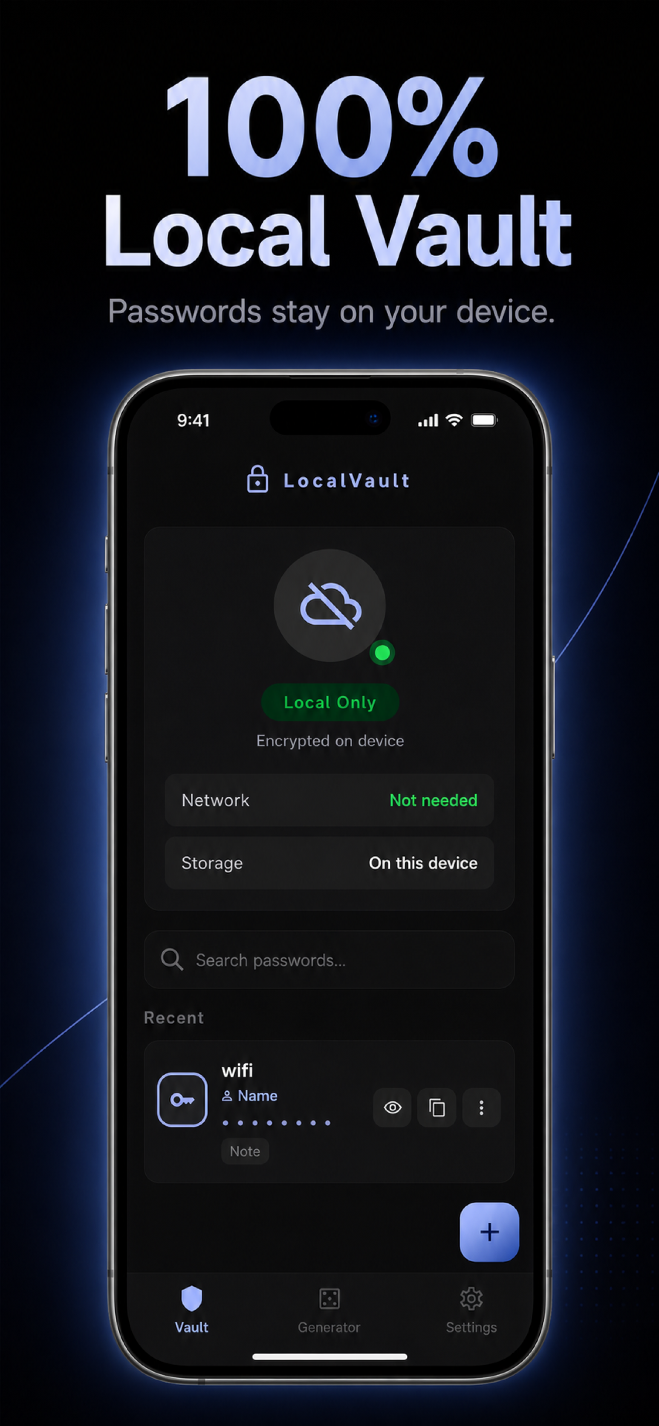 LocalVault iPhone screen 1